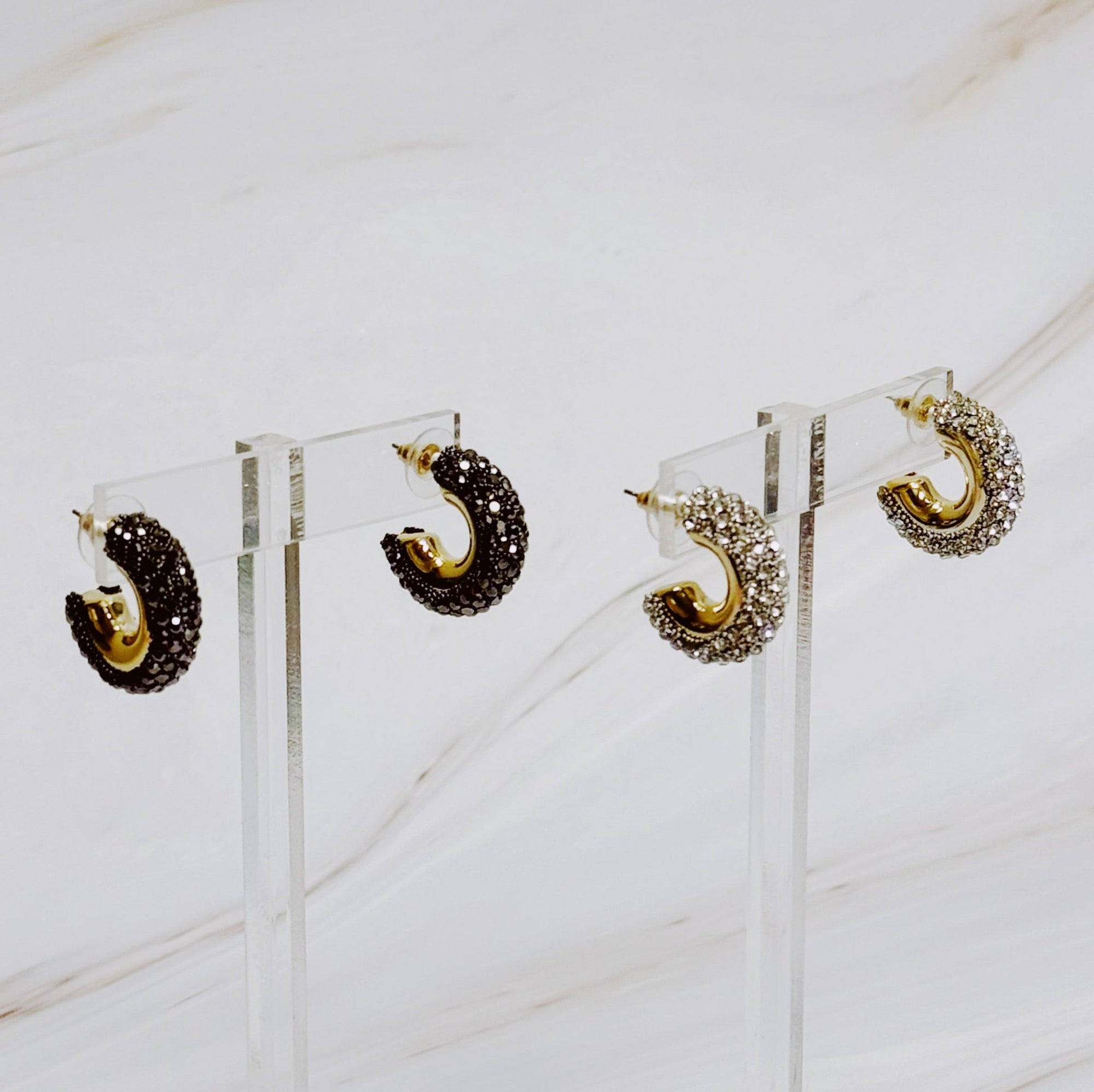 Small Glam Bling Hoop Earrings – Mini Sparkling Gold Hoop Earrings for Women | Chic Everyday Statement Jewelry Lysandra Luxe