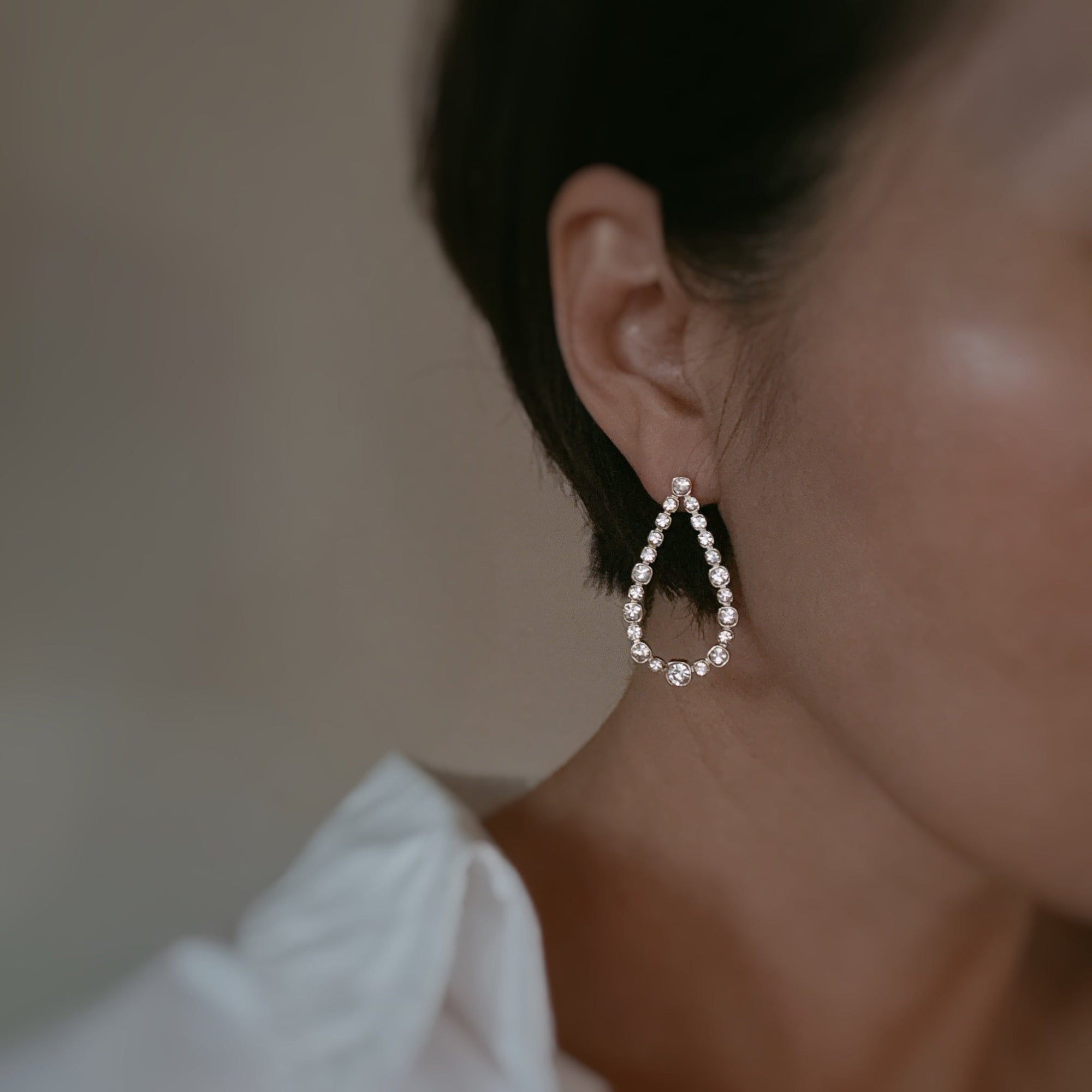 Sparkle Teardrop Shaped Earrings – 18K Gold Plated Dangle Earrings with Glass Stones for Women Lysandra Luxe
