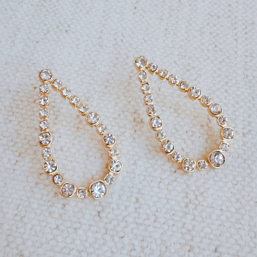 Sparkle Teardrop Shaped Earrings – 18K Gold Plated Dangle Earrings with Glass Stones for Women Lysandra Luxe