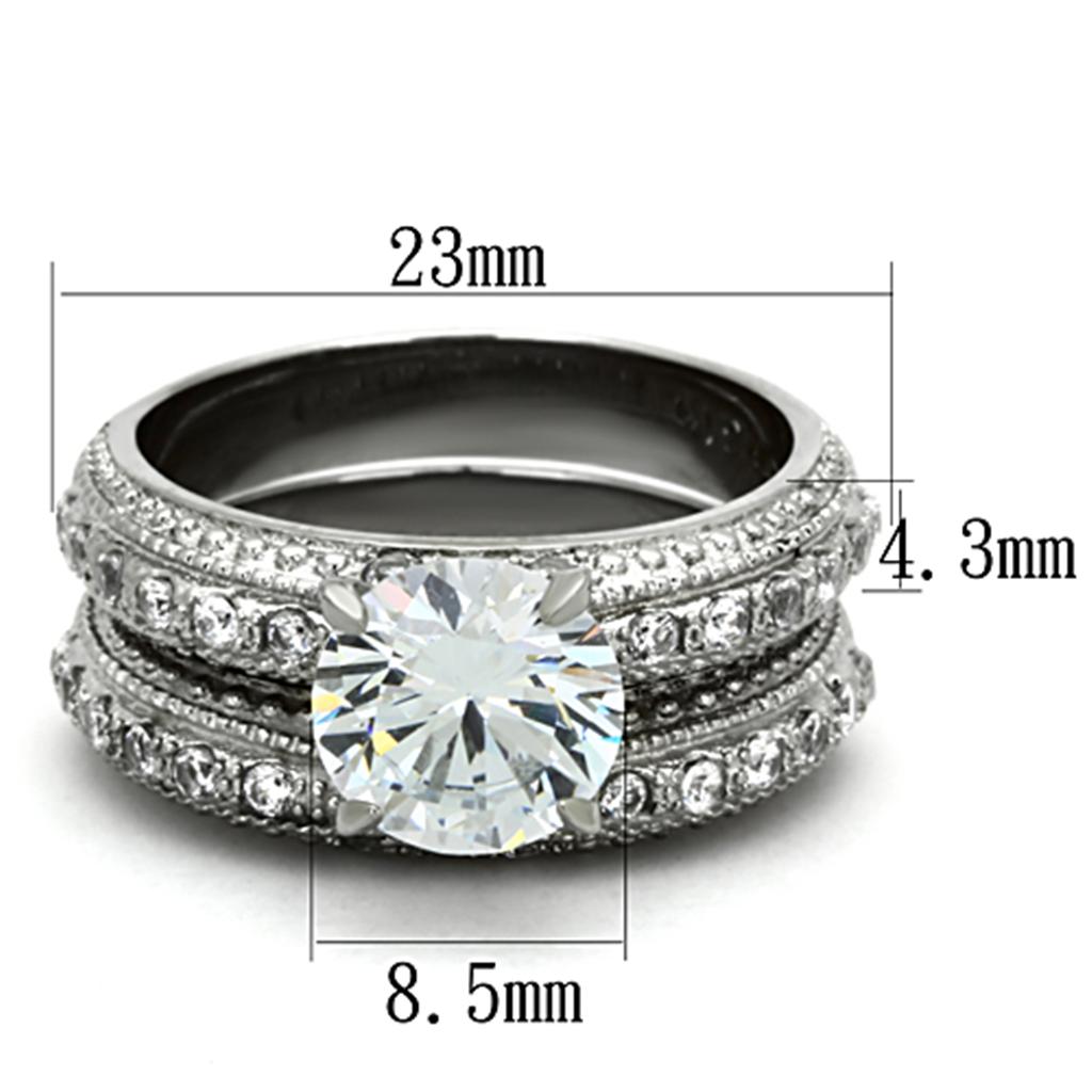 The Everlasting Embrace – Two‑Piece Bridal Set with Round-Cut Center & Pave Band in High‑Polish Stainless Steel Lysandra Luxe
