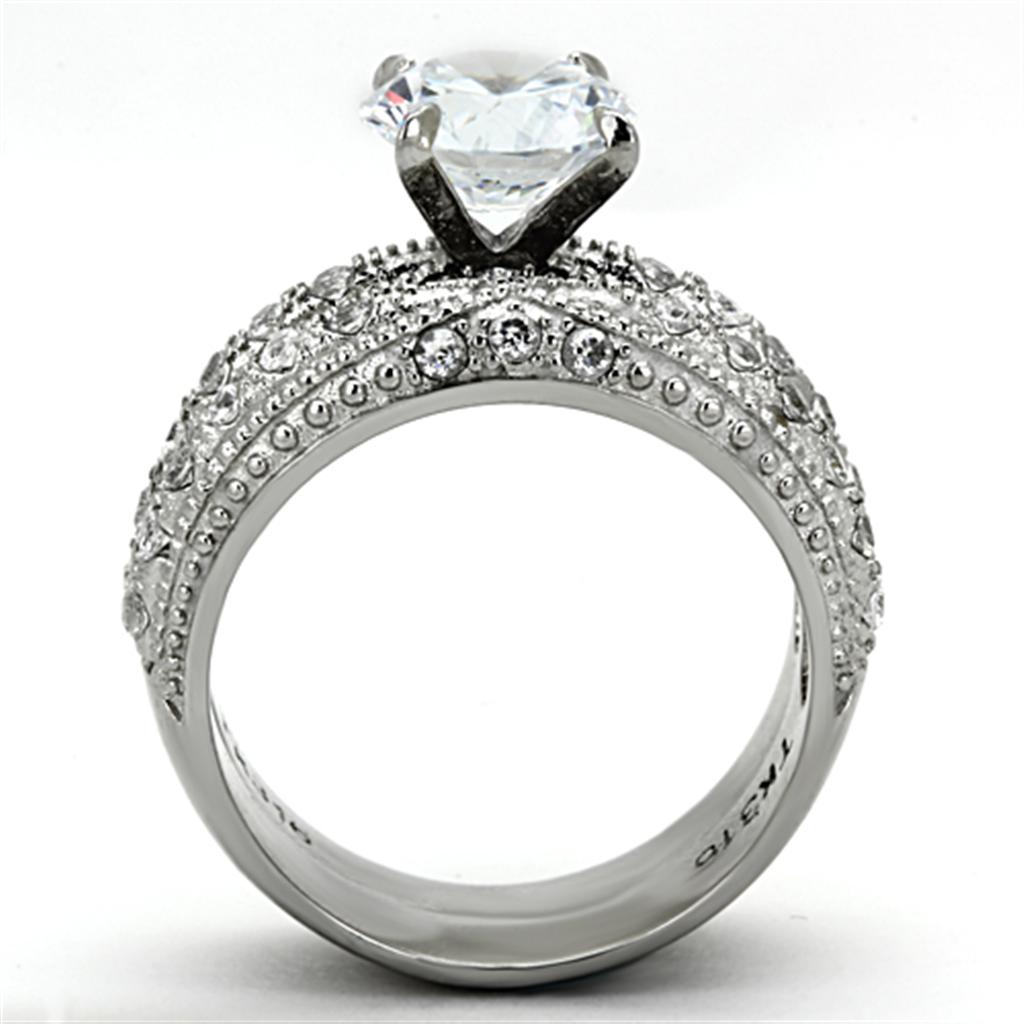 The Everlasting Embrace – Two‑Piece Bridal Set with Round-Cut Center & Pave Band in High‑Polish Stainless Steel Lysandra Luxe
