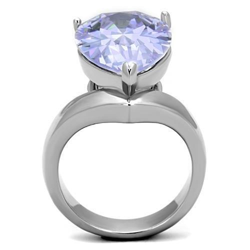 The Amethyst Muse – Pear-Shaped Light Amethyst Cubic Zirconia Ring on Abstract Stainless Steel Band Lysandra Luxe