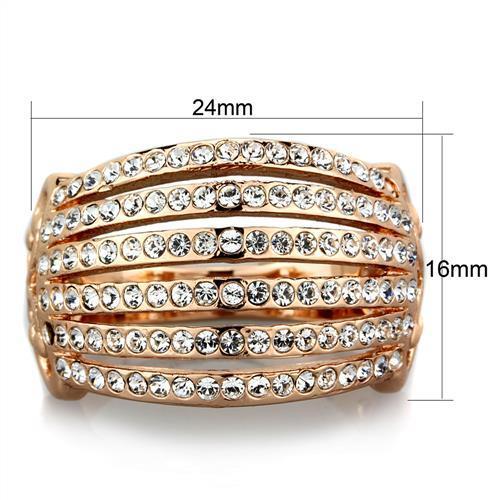 Chunky Rose Gold Stainless Steel Multi-Band Ring – Clear Crystal Statement Design Lysandra Luxe