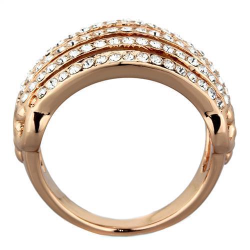 Chunky Rose Gold Stainless Steel Multi-Band Ring – Clear Crystal Statement Design Lysandra Luxe