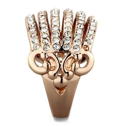 Chunky Rose Gold Stainless Steel Multi-Band Ring – Clear Crystal Statement Design Lysandra Luxe