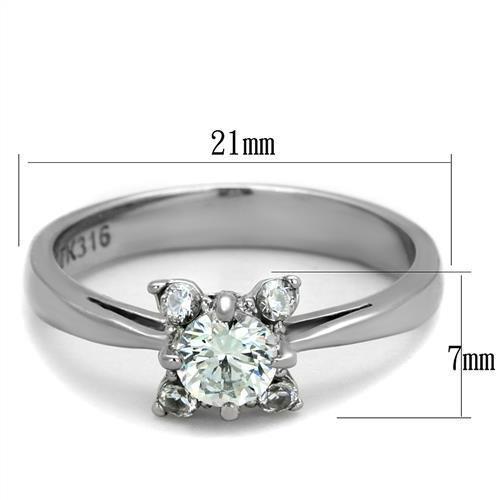The Floral Radiance Ring – Round CZ Center with Petal Accent in Polished Stainless Steel Lysandra Luxe