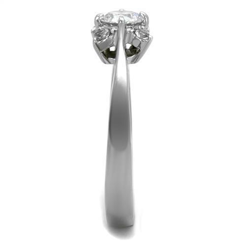 The Floral Radiance Ring – Round CZ Center with Petal Accent in Polished Stainless Steel Lysandra Luxe