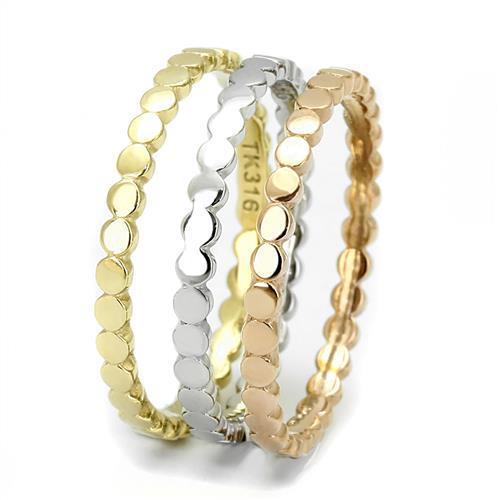 The Tri-Tone Harmony Stack – Trio Stacking Rings in Gold, Silver, and Rose Gold Circles (Stainless Steel) Lysandra Luxe
