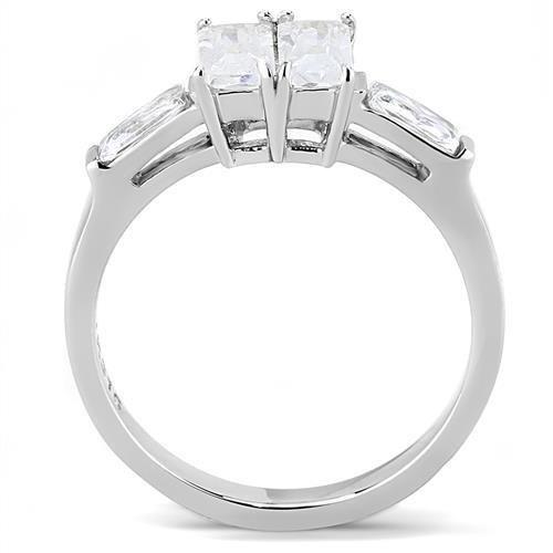 The Radiant Harmony Ring – Dual Radiant-Cut Stones with Rotated Accents in Polished Stainless Steel Lysandra Luxe