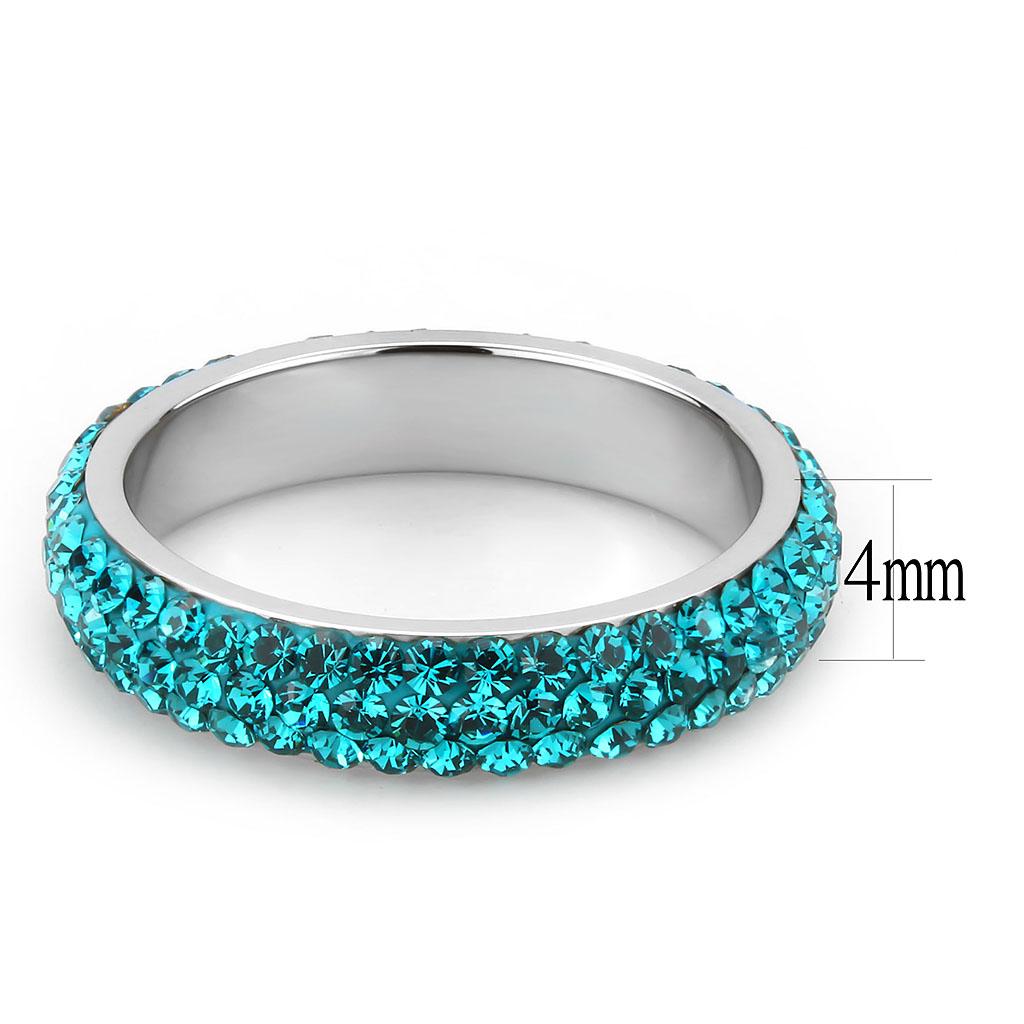 The Azure Circle Band – Teal Cubic Zirconia Eternity Ring in Polished Stainless Steel Lysandra Luxe