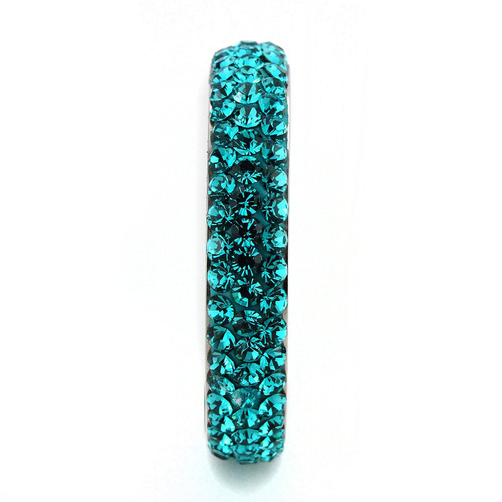 The Azure Circle Band – Teal Cubic Zirconia Eternity Ring in Polished Stainless Steel Lysandra Luxe
