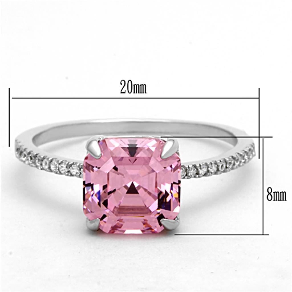 Pink Asscher Cut Cubic Zirconia Sterling Silver Ring – Rhodium Plated Elegant Women’s Jewelry Lysandra Luxe