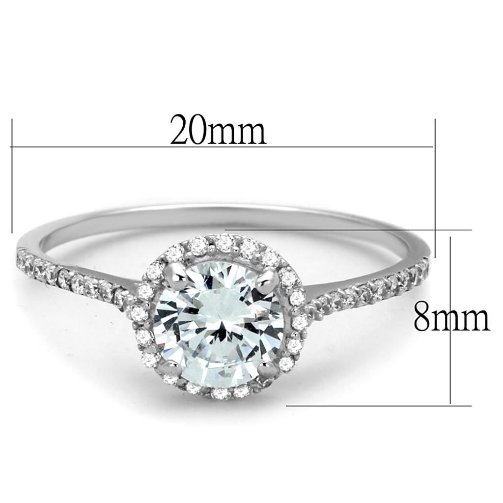 The Moonlit Halo – Round Cut Clear CZ Halo Ring with Pavé Band in Rhodium-Plated Sterling Silver Lysandra Luxe