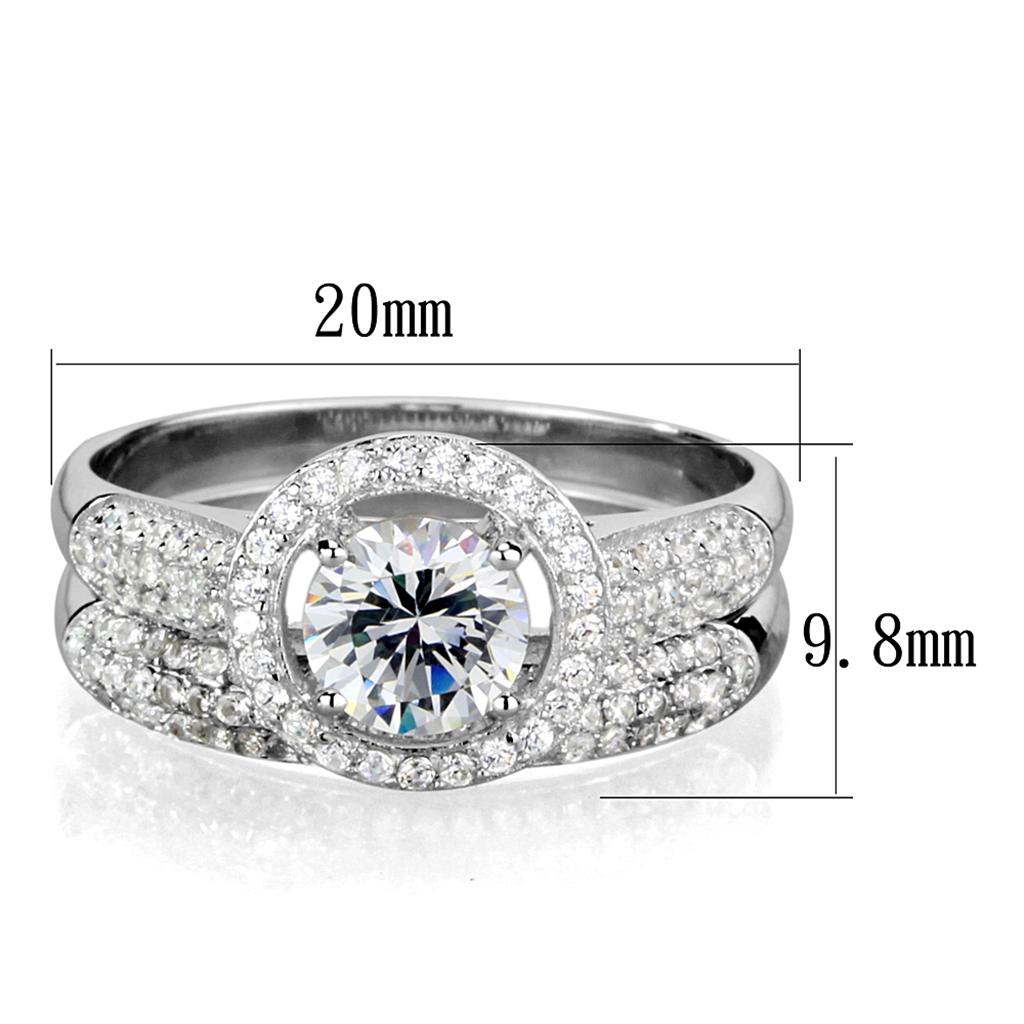 The Timeless Halo Duo – Round CZ with Triple-Row Halo and Matching Band in Rhodium-Plated Sterling Silver Lysandra Luxe