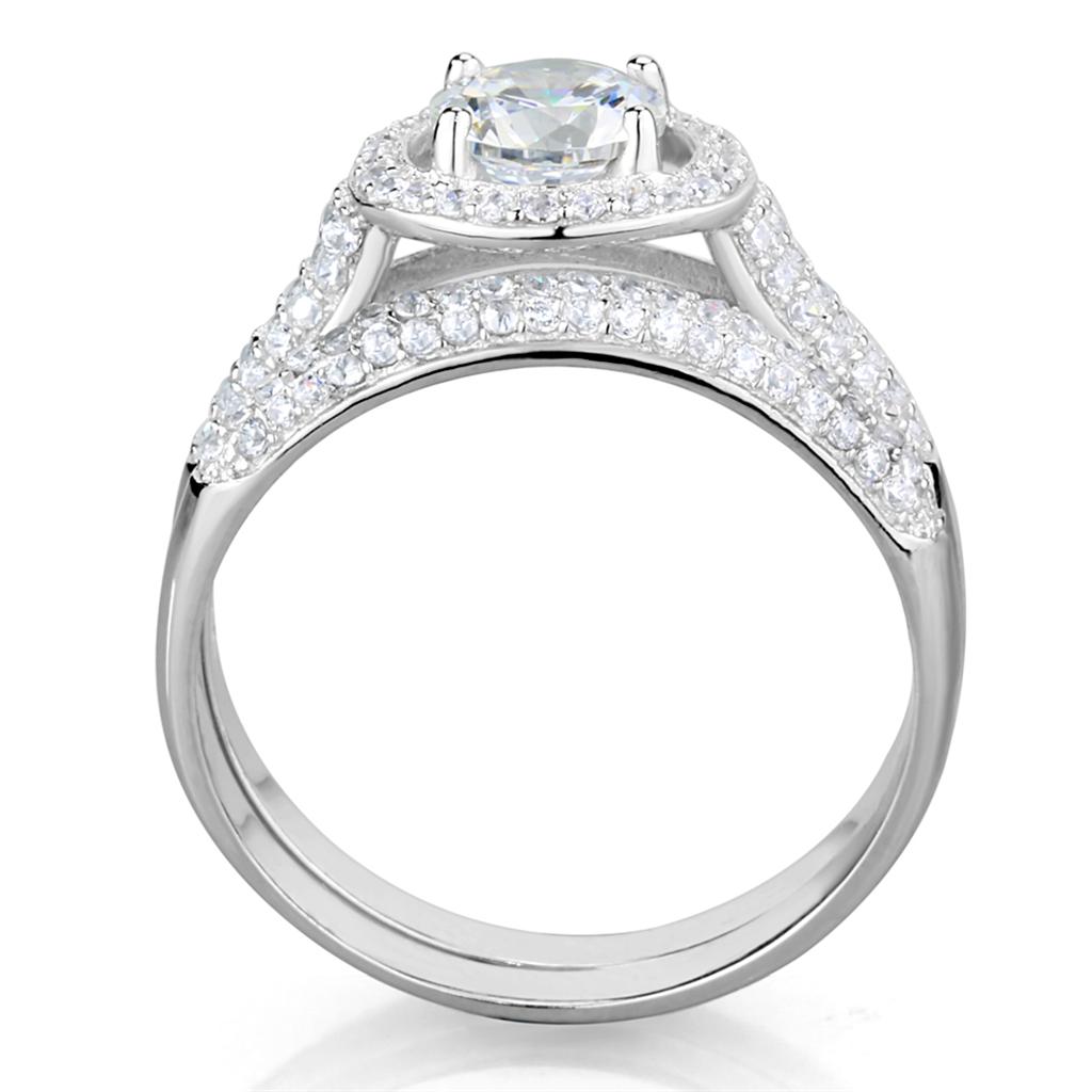 The Timeless Halo Duo – Round CZ with Triple-Row Halo and Matching Band in Rhodium-Plated Sterling Silver Lysandra Luxe