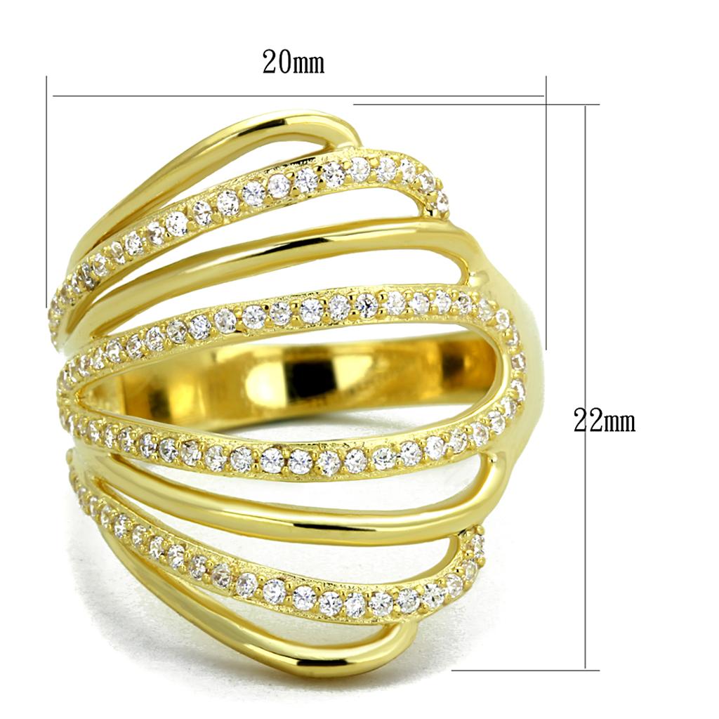 Gilded Cascade Ring – Gold-Tone Split Band with Sparkling Clear Stones Lysandra Luxe
