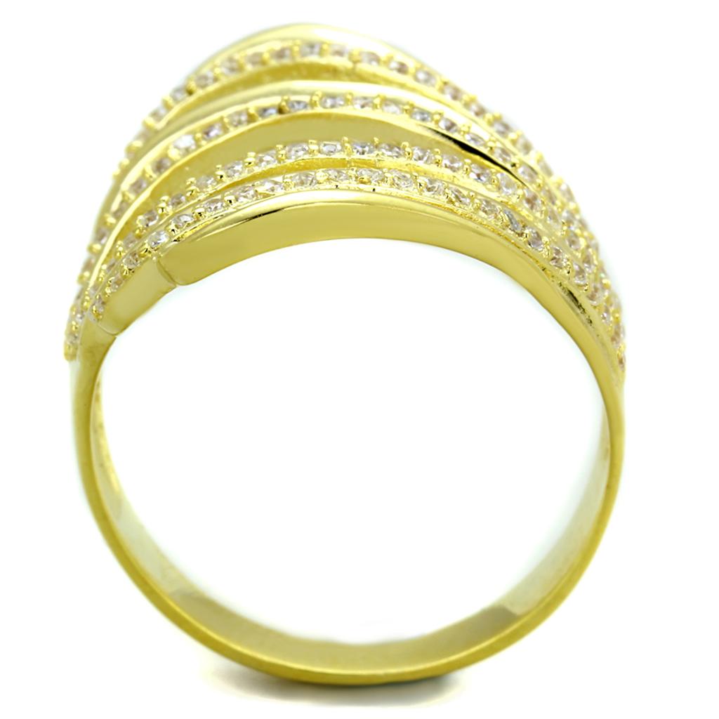 Gilded Cascade Ring – Gold-Tone Split Band with Sparkling Clear Stones Lysandra Luxe