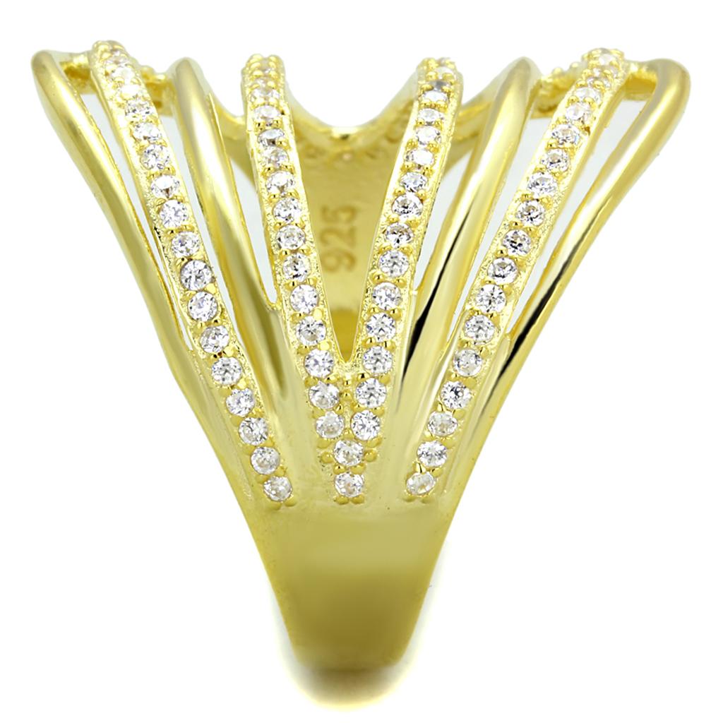 Gilded Cascade Ring – Gold-Tone Split Band with Sparkling Clear Stones Lysandra Luxe