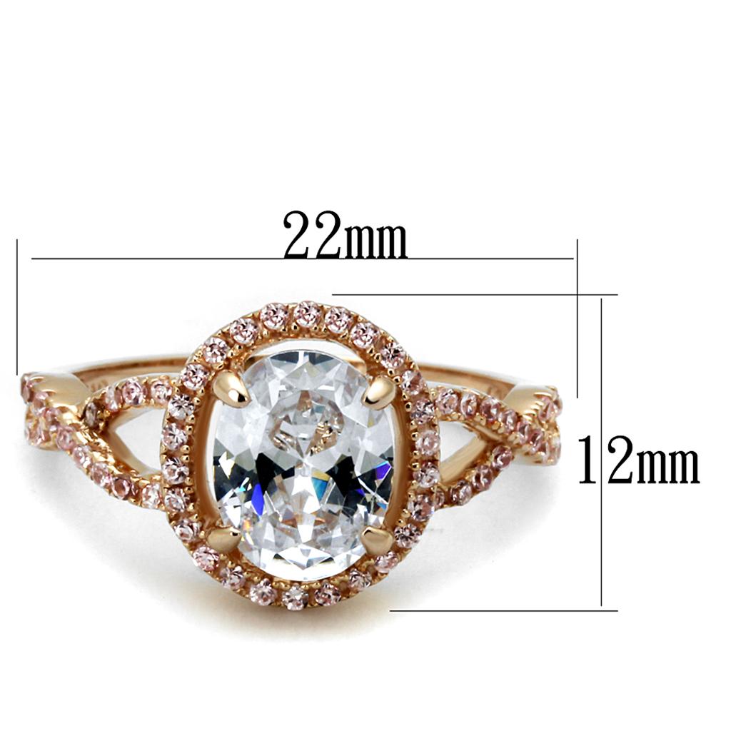 The Rosé Whisper Ring – Oval Halo CZ with Twisted Stone-Set Band in Rose Gold Sterling Silver Lysandra Luxe