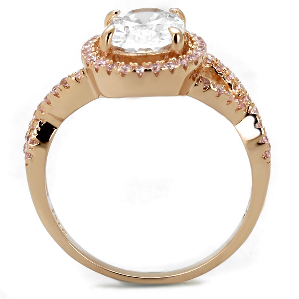 The Rosé Whisper Ring – Oval Halo CZ with Twisted Stone-Set Band in Rose Gold Sterling Silver Lysandra Luxe
