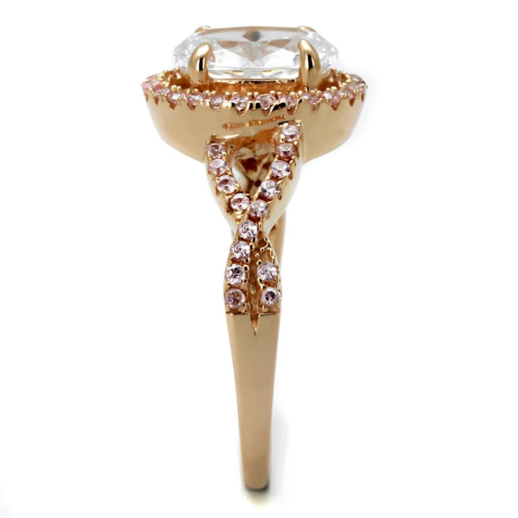 The Rosé Whisper Ring – Oval Halo CZ with Twisted Stone-Set Band in Rose Gold Sterling Silver Lysandra Luxe