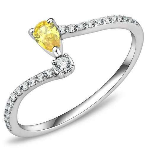 The Sunlit Duet – Pear‑Shaped Yellow Topaz & Clear CZ Ring with Pavé Band (Stainless Steel) Lysandra Luxe