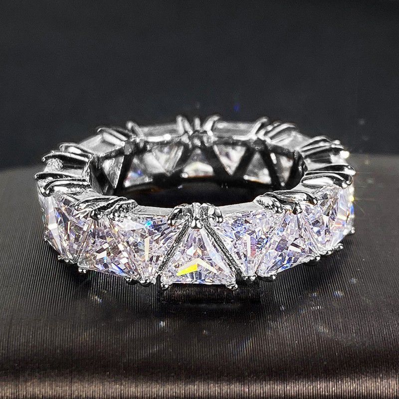 Trilliant Cut Cubic Zirconia Eternity Band – White Gold Plated Luxury Ring for Women Lysandra Luxe