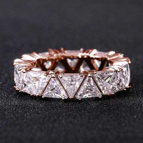 Trilliant Cut Cubic Zirconia Eternity Band – White Gold Plated Luxury Ring for Women Lysandra Luxe