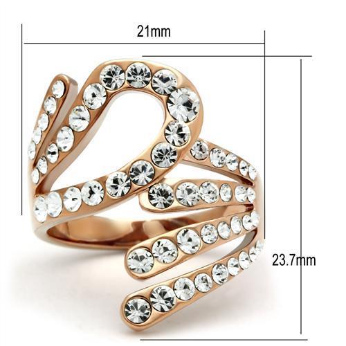 The Rose Reverie Ring – Abstract Loopy Statement Ring in IP Rose Gold with Clear Crystal Accents Lysandra Luxe