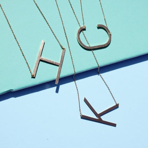 Gold Initial Monogram Necklace – 16″ Gold‑Dipped Brass with 2″ Extender Personalized Jewelry Lysandra Luxe