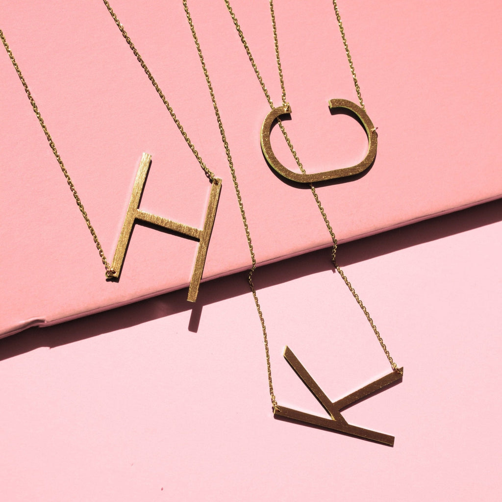 Gold Initial Monogram Necklace – 16″ Gold‑Dipped Brass with 2″ Extender Personalized Jewelry Lysandra Luxe