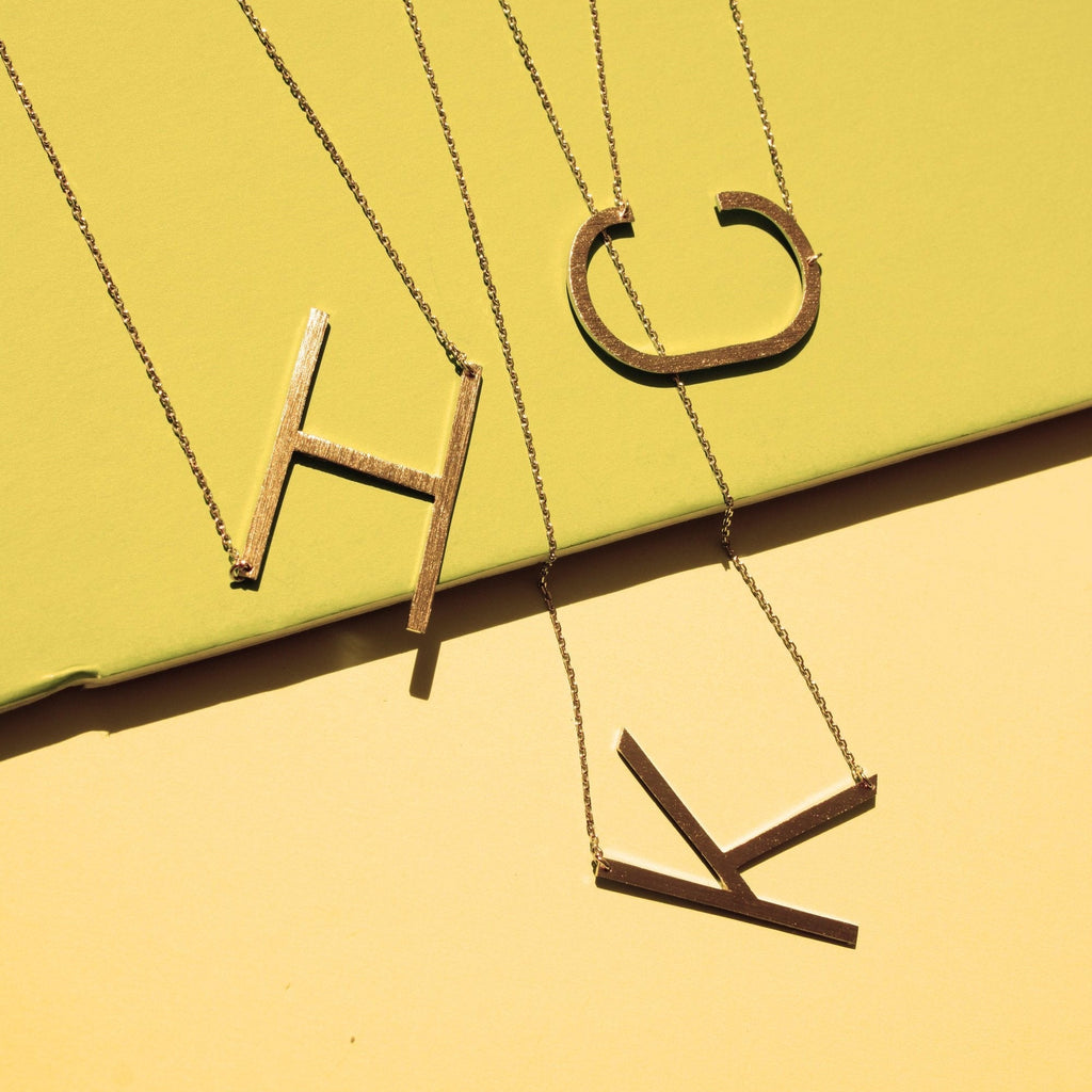 Gold Initial Monogram Necklace – 16″ Gold‑Dipped Brass with 2″ Extender Personalized Jewelry Lysandra Luxe