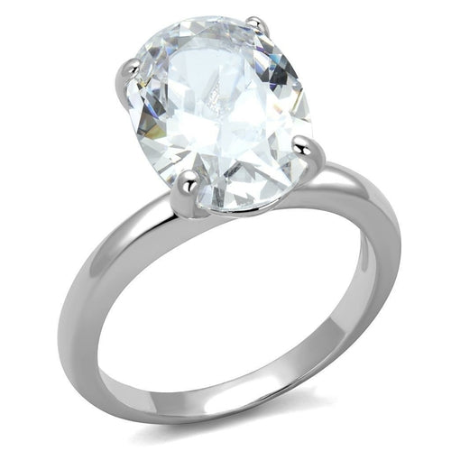 The Gleaming Oval Solitaire – Large Oval Clear CZ Ring in Polished Rhodium-Plated Sterling Silver Lysandra Luxe