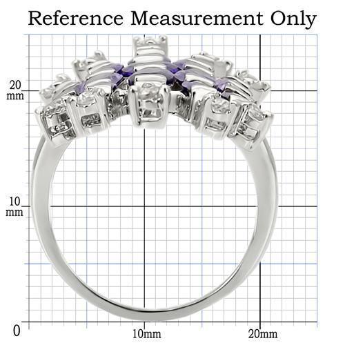 Amethyst Cluster Statement Ring with Clear Cubic Zirconia Accents – Rhodium Plated Brass Cocktail Jewelry Lysandra Luxe