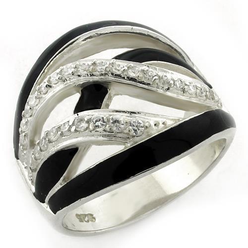 The Eclipse Twist Ring – Chunky Black & Silver Braided Statement Ring with Clear CZ Accents Lysandra Luxe
