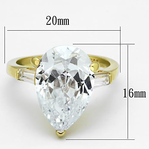 The Sovereign Splendor Ring – Pear-Shaped Clear CZ with Geometric Baguette Accents on Gold-Toned Sterling Silver Lysandra Luxe
