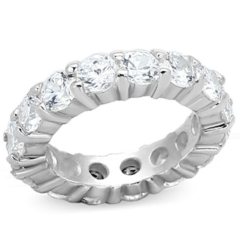 The Forever Shine Band – Clear CZ Eternity Ring in Polished Sterling Silver Lysandra Luxe