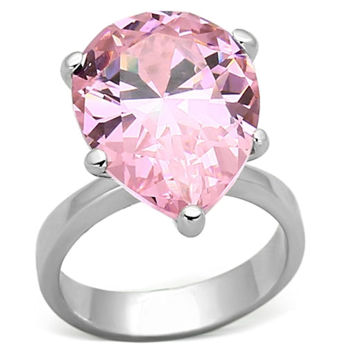 The Rose Dew Solitaire – Large Pear-Shaped Citrine-Toned CZ in Rhodium-Plated Sterling Silver Lysandra Luxe