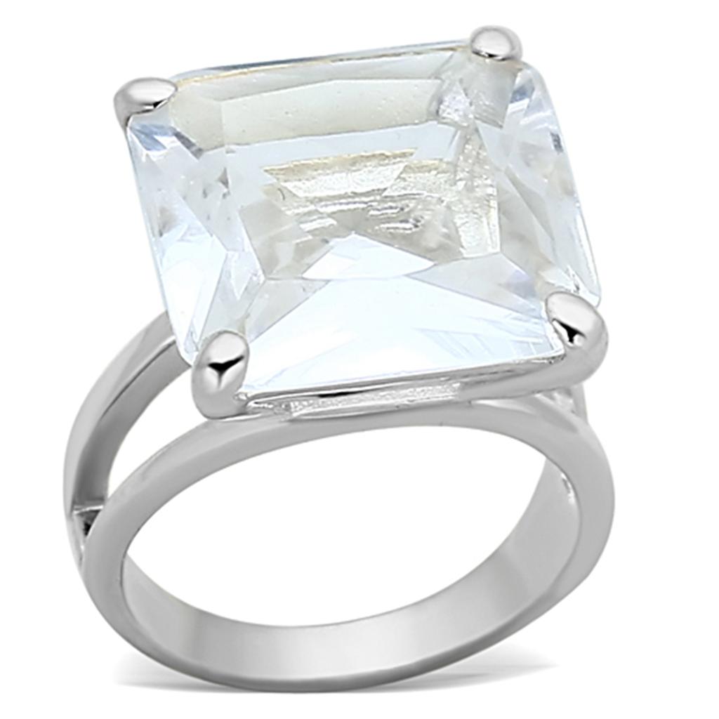 The Morning Dew Ring – Square Cushion‑Style Clear Stone on a Split Shank Sterling Silver Band Lysandra Luxe
