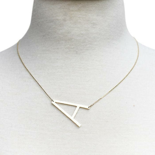 Gold Initial Monogram Necklace – 16″ Gold‑Dipped Brass with 2″ Extender Personalized Jewelry Lysandra Luxe