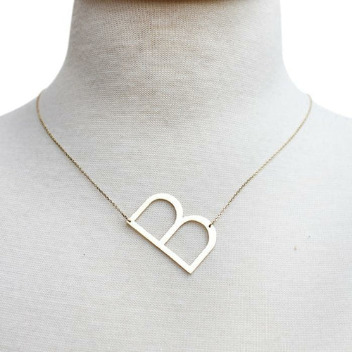Gold Initial Monogram Necklace – 16″ Gold‑Dipped Brass with 2″ Extender Personalized Jewelry Lysandra Luxe