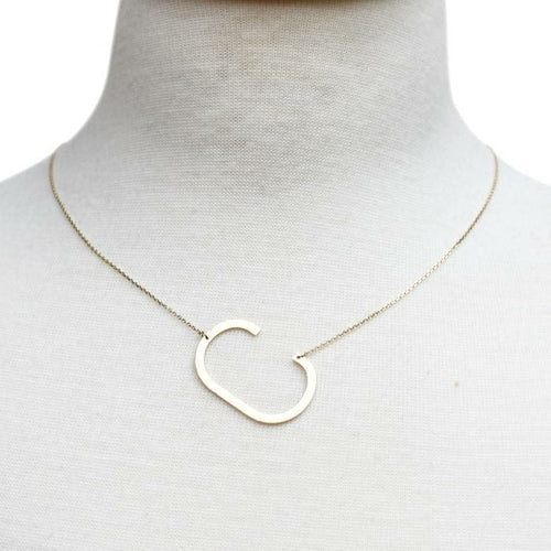 Gold Initial Monogram Necklace – 16″ Gold‑Dipped Brass with 2″ Extender Personalized Jewelry Lysandra Luxe