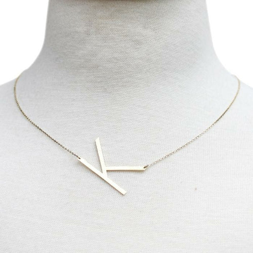 Gold Initial Monogram Necklace – 16″ Gold‑Dipped Brass with 2″ Extender Personalized Jewelry Lysandra Luxe