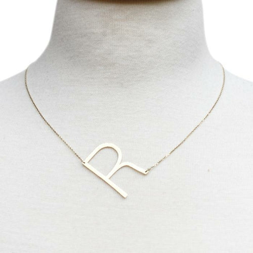 Gold Initial Monogram Necklace – 16″ Gold‑Dipped Brass with 2″ Extender Personalized Jewelry Lysandra Luxe