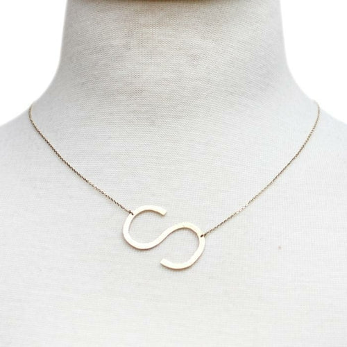 Gold Initial Monogram Necklace – 16″ Gold‑Dipped Brass with 2″ Extender Personalized Jewelry Lysandra Luxe