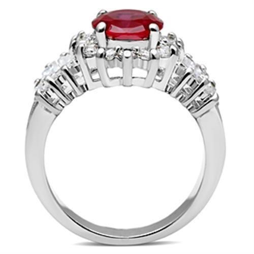 The Ruby Radiance Ring – Large Ruby‑Tone Cushion CZ with Halo & Double Carre‑Cut Band in Sterling Silver Lysandra Luxe