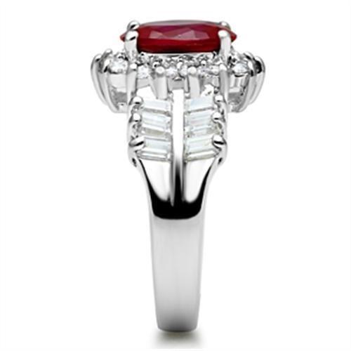 The Ruby Radiance Ring – Large Ruby‑Tone Cushion CZ with Halo & Double Carre‑Cut Band in Sterling Silver Lysandra Luxe