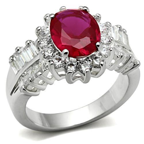 The Ruby Radiance Ring – Large Ruby‑Tone Cushion CZ with Halo & Double Carre‑Cut Band in Sterling Silver Lysandra Luxe