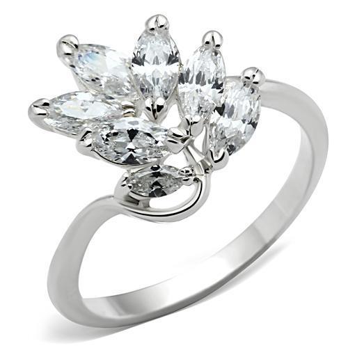 The Marquise Cluster Ring – Sterling Silver Band with Marquise-Cut Clear CZ Cluster Lysandra Luxe