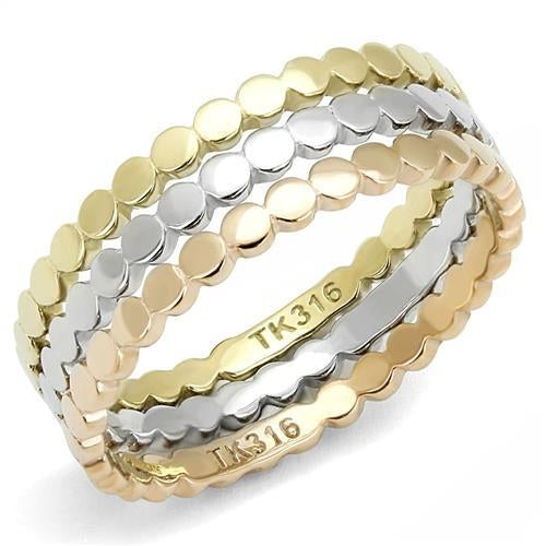 The Tri-Tone Harmony Stack – Trio Stacking Rings in Gold, Silver, and Rose Gold Circles (Stainless Steel) Lysandra Luxe